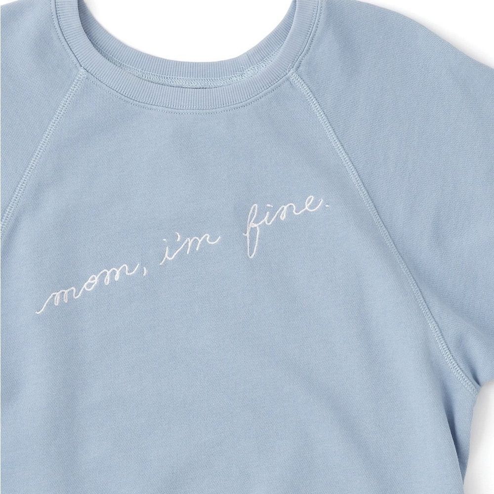 NWOT ban.do “Mom I'm Fine” Short Sleeve Light Blue Sweatshirt XXL - Picture 2 of 7